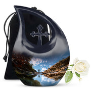 Fisherman Nature Memorial Urn - Beautiful Mountain Funeral Urn For Burial