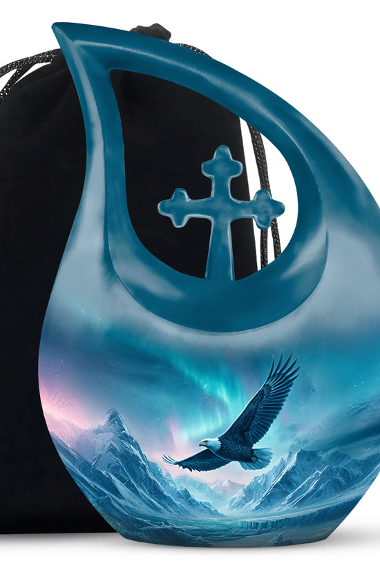 Flying Eagle Memorial Urn - Northern Lights Funeral Urn For Human Ashes