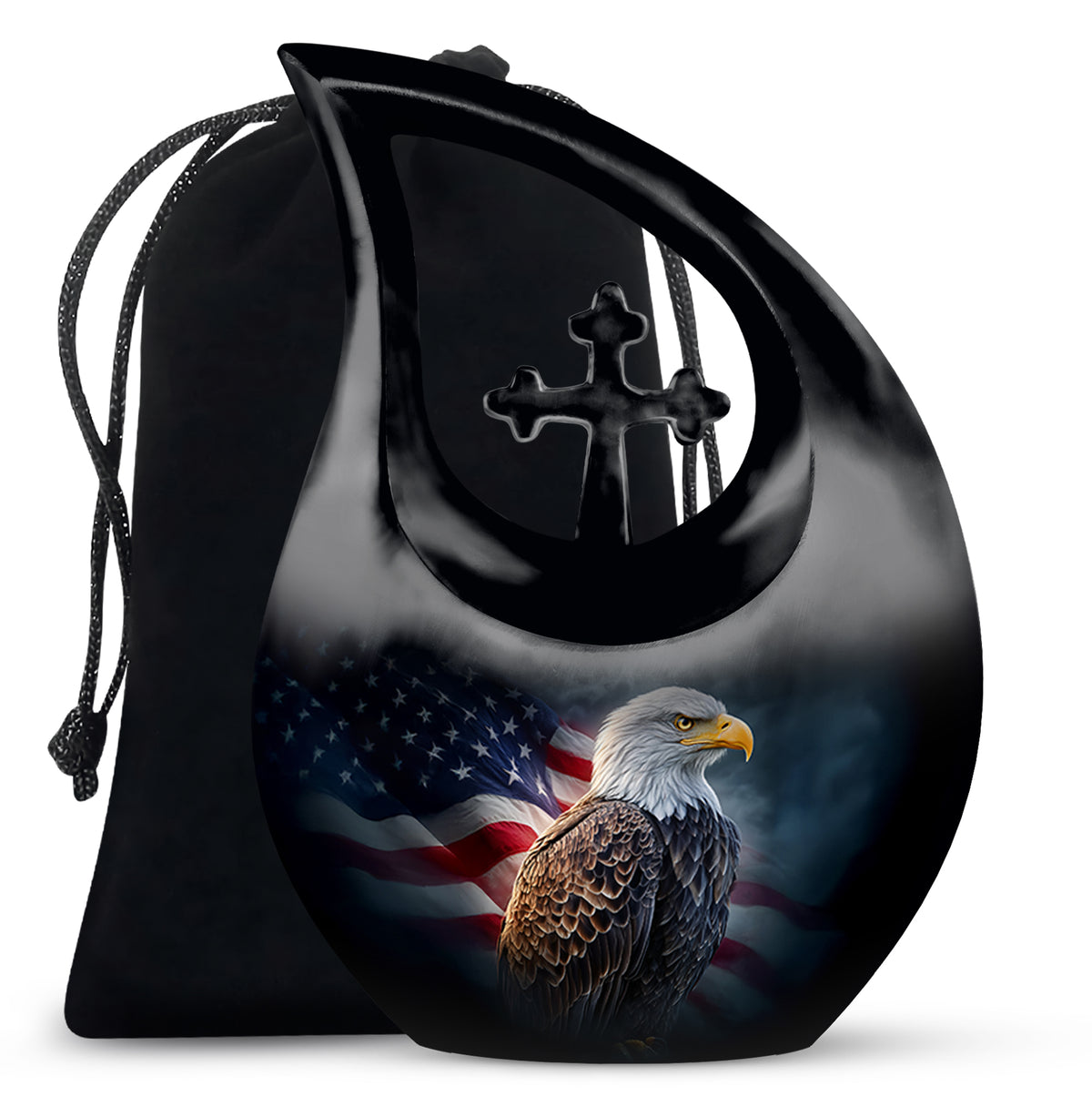 American Flag Memorial Urn - Military Theme Funeral Urn For Adult Ashes