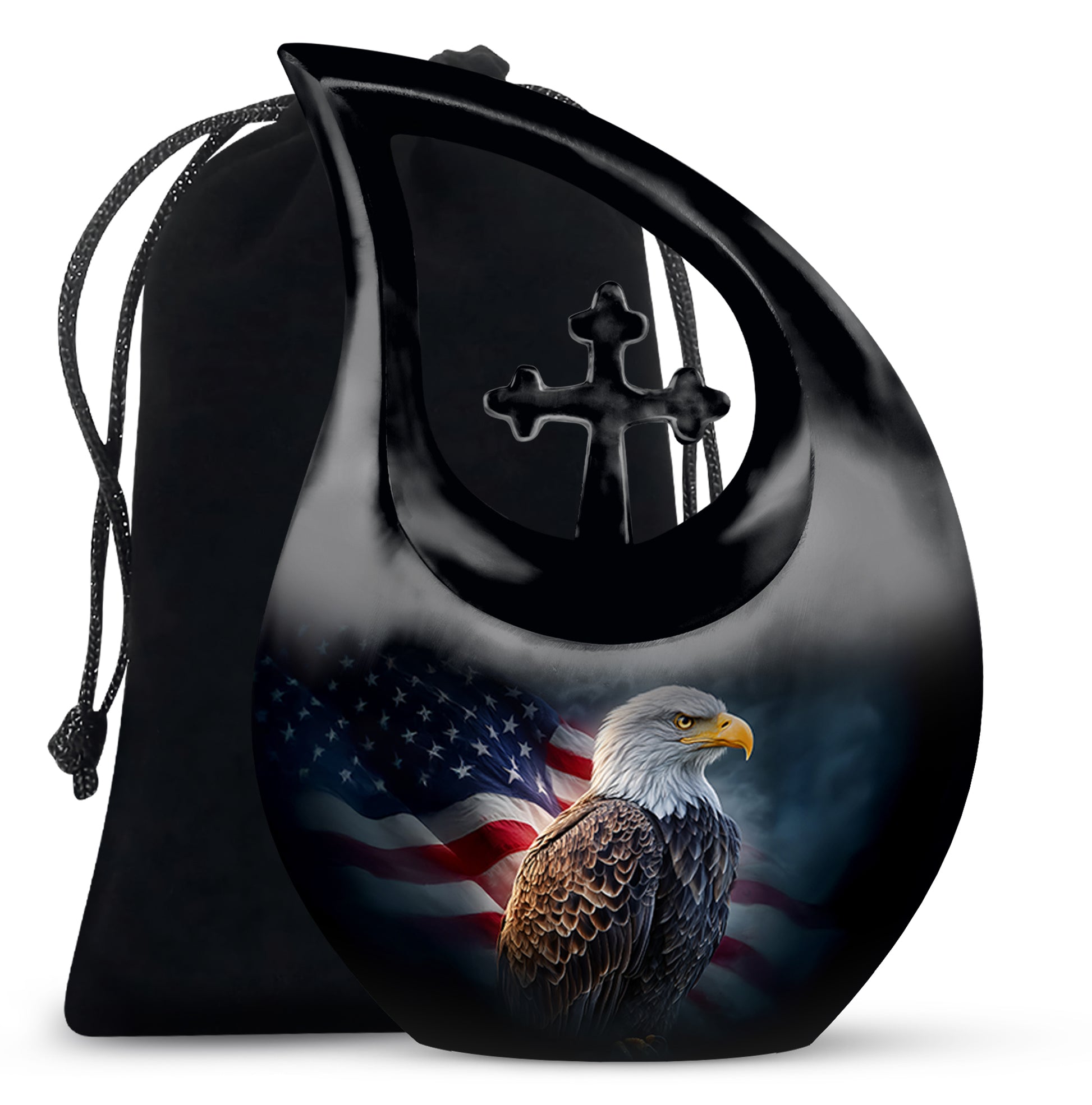 American Flag Memorial Urn - Military Theme Funeral Urn For Adult Ashes