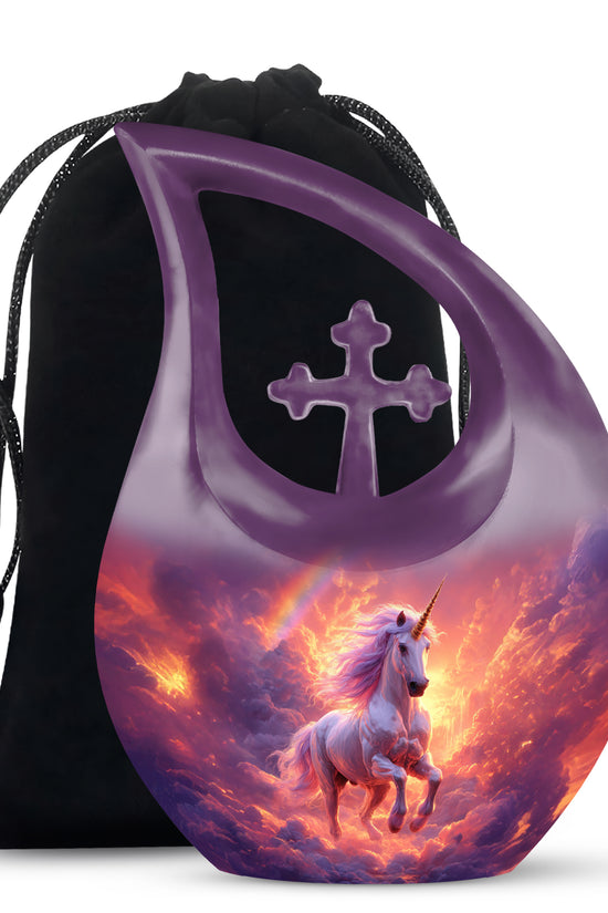 Unicorn Theme Funeral Urn - Spiritual Theme Memorial Urn For Adult Ashes