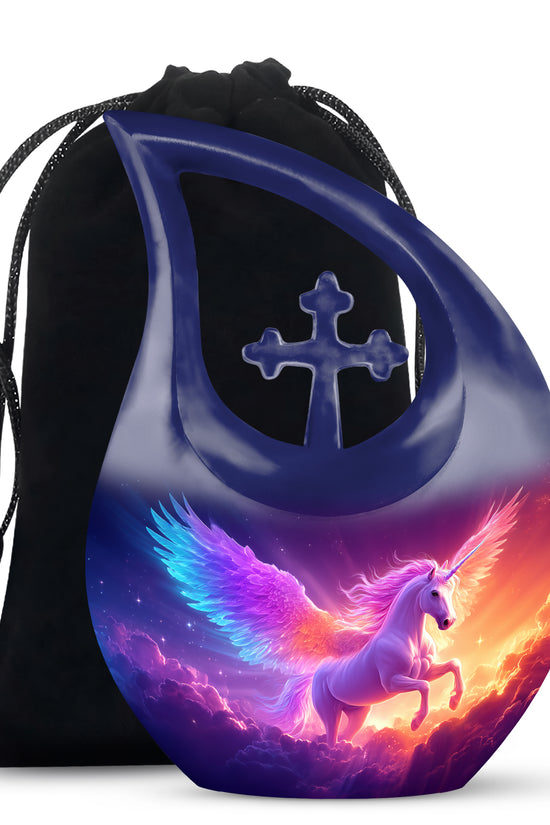 Purple Unicorn Cremation Urn - Aluminium Large Memorial Urn For Ashes