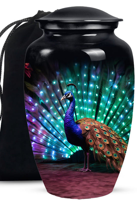 Peacock Bird Memorial Theme Urn - Beautiful Funeral Urn For Human Ashes