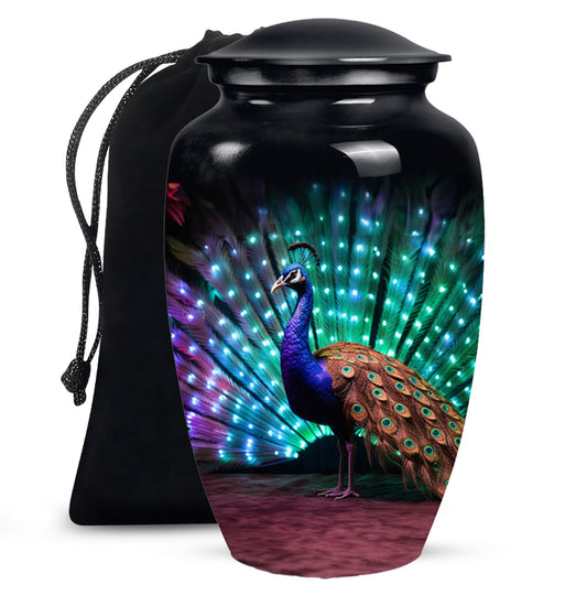 Peacock Bird Memorial Theme Urn - Beautiful Funeral Urn For Human Ashes