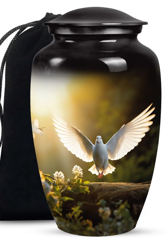 Dove Bird Tribute Cremation Urn - Aluminium Memorial Urn For Burial