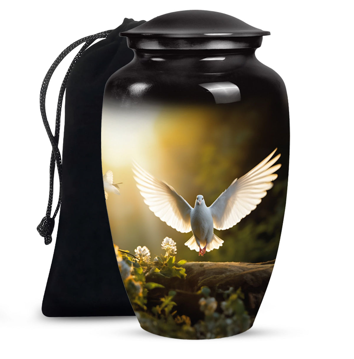Dove Bird Tribute Cremation Urn - Aluminium Memorial Urn For Burial