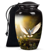 Dove Bird Tribute Cremation Urn - Aluminium Memorial Urn For Burial