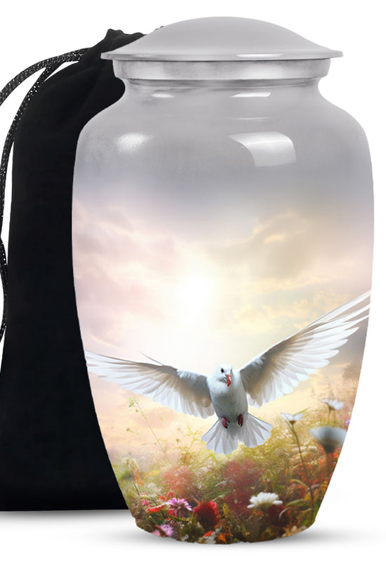 Dove Bird Cremation Urn - White Funeral Urn For Loved Ones