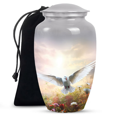 Dove Bird Cremation Urn - White Funeral Urn For Loved Ones