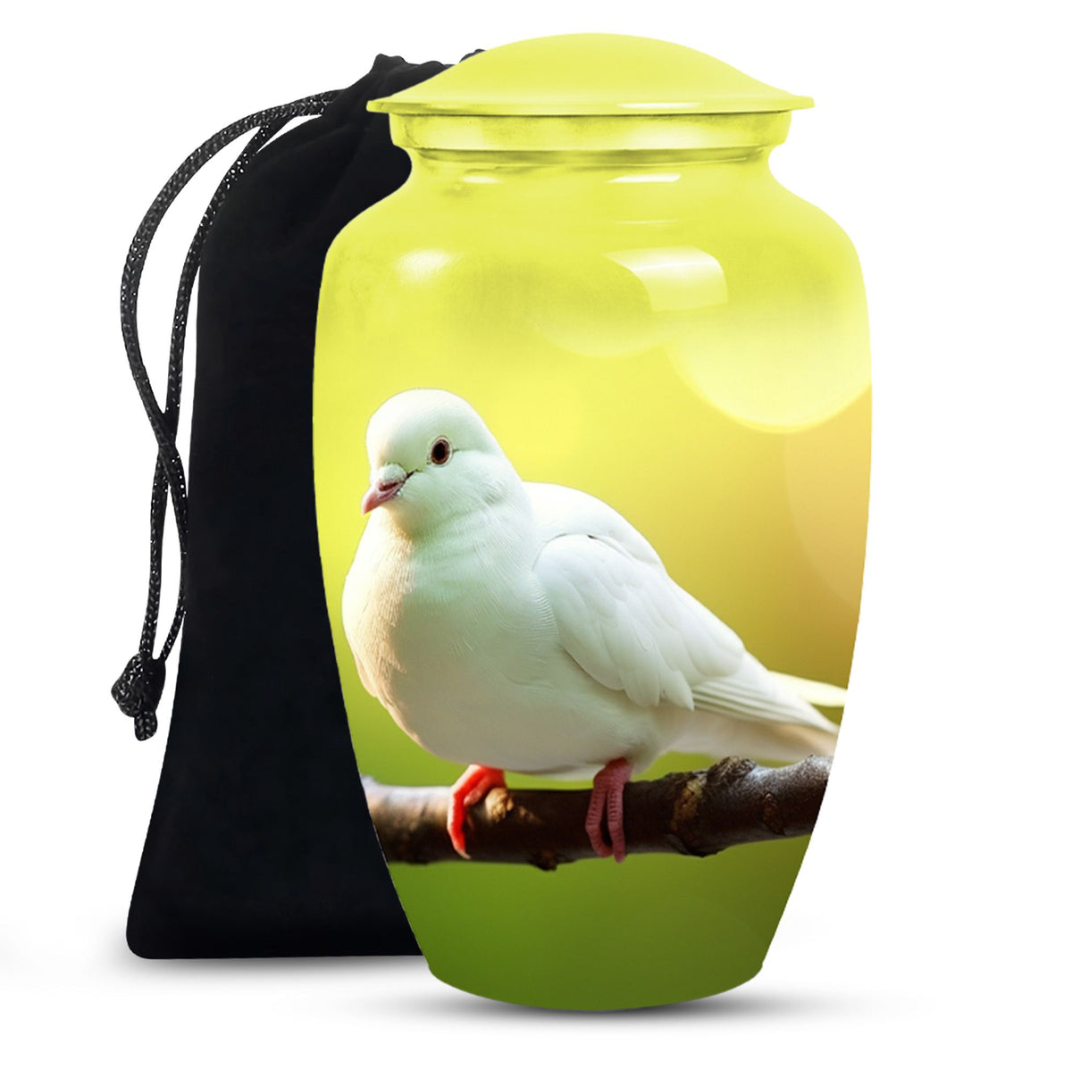 White Dove Funeral Urn - Aluminium Memorial Urn For Human Ashes