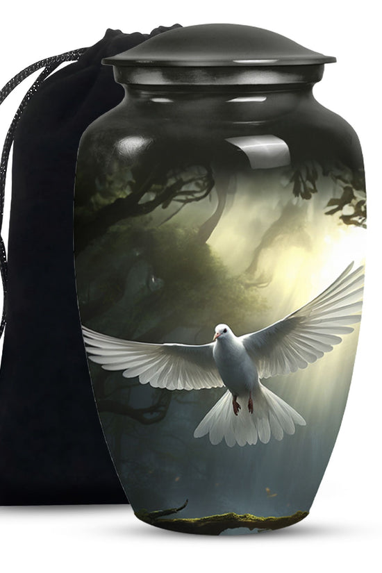 Mystical White Dove Cremation Urn - Forest Memorial Urn For Human Ashes