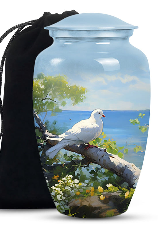 Artistic Theme Memorial Urn - Dove Bird Memorial Urn For Adult Ashes