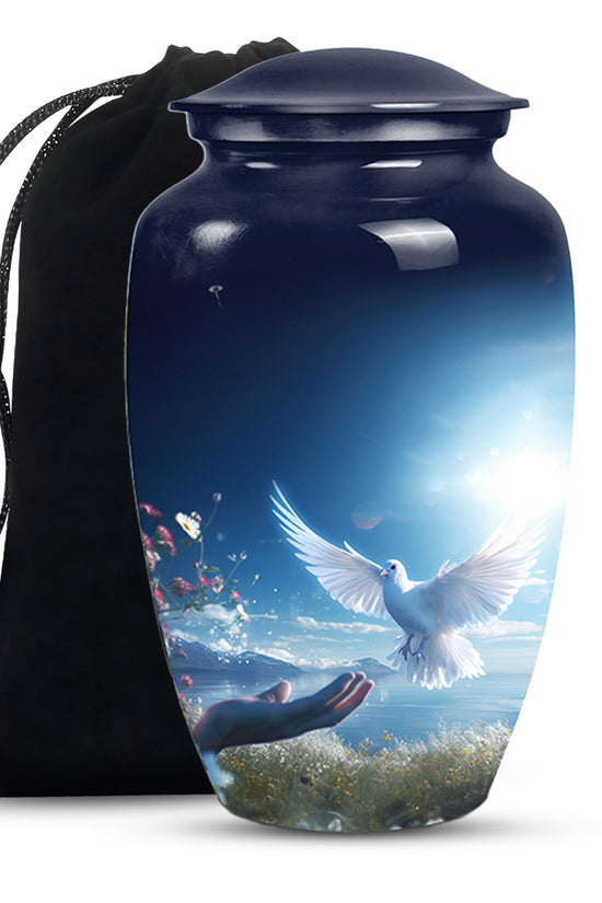 Spiritual White Dove Cremation Urn - Scenic Nature Memorial Urn For Burial