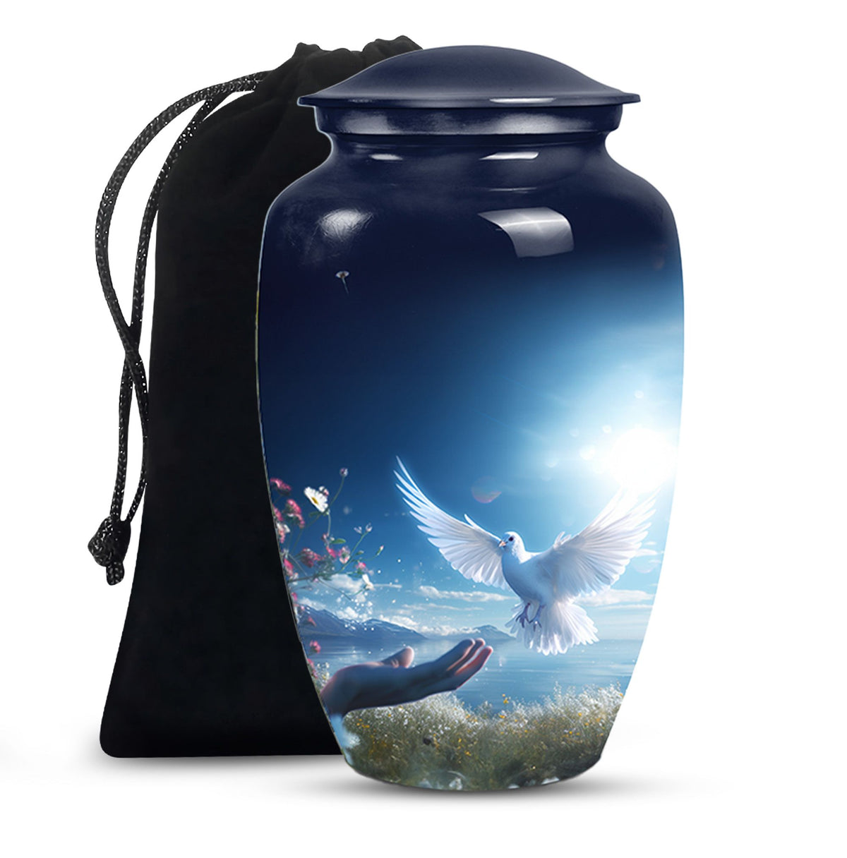 Spiritual White Dove Cremation Urn - Scenic Nature Memorial Urn For Burial