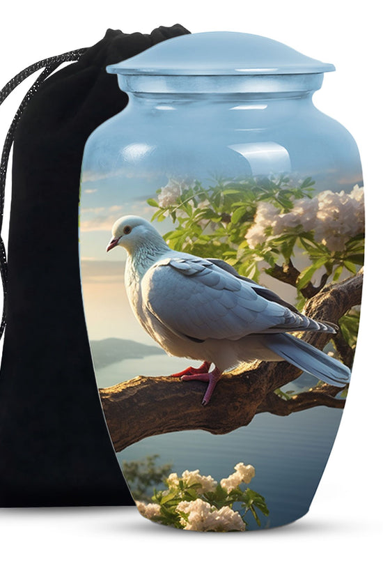 Dove Theme Funeral Urn - Aluminum Urn For Loved Ones