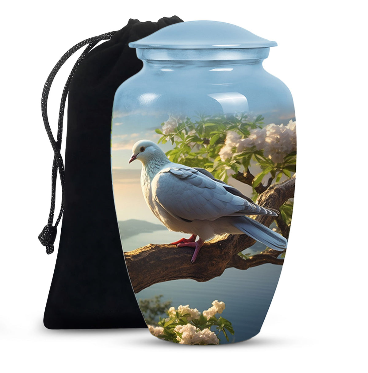 Dove Theme Funeral Urn - Aluminum Urn For Loved Ones