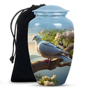 Dove Theme Funeral Urn - Aluminum Urn For Loved Ones