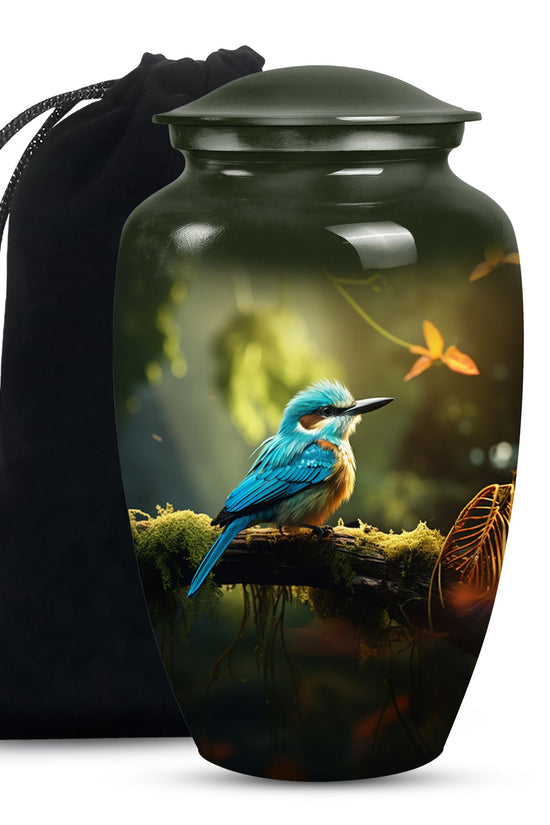 Peaceful Blue Bird Funeral Urn - Sparrow Memorial Urn For Loved Ones