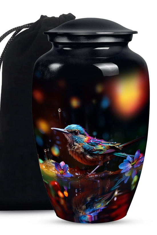 Colorful Sparrow Cremation Urn - Artistic Memorial Urn For Adult Ashes
