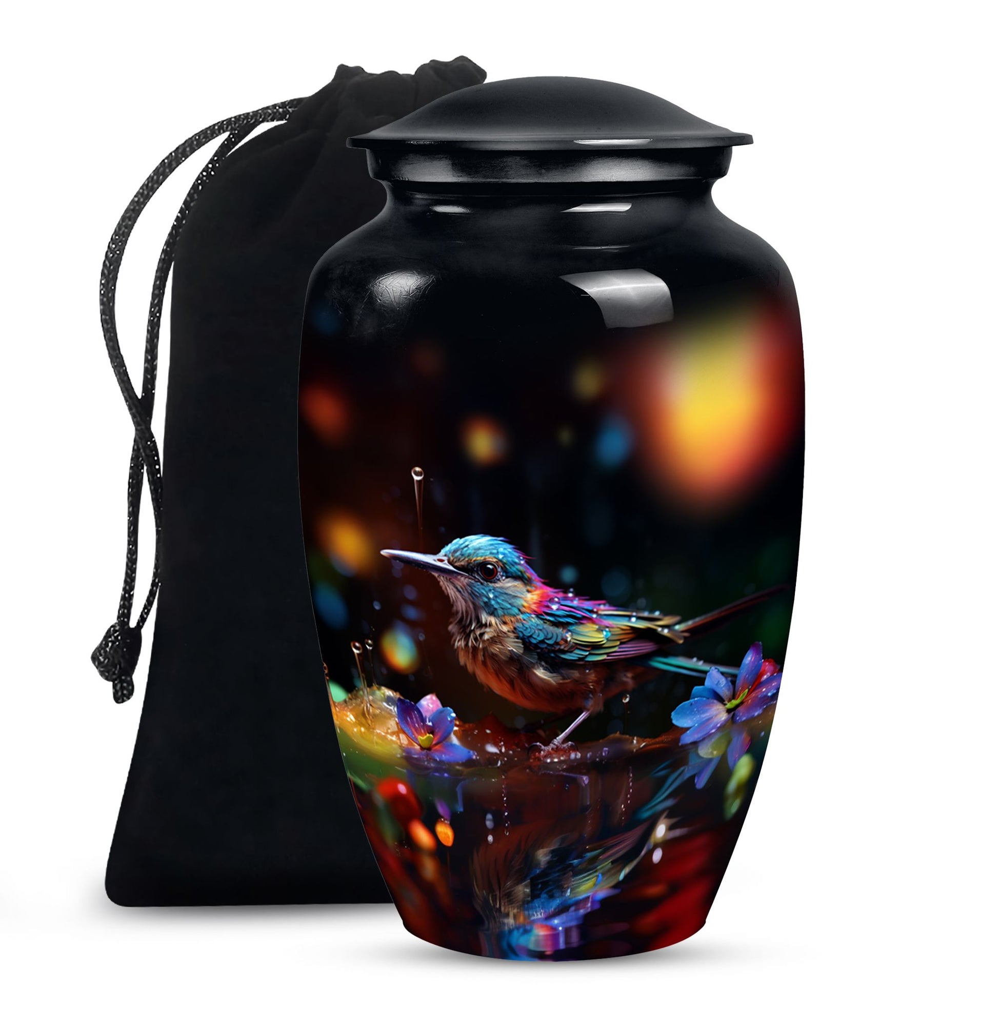 Colorful Sparrow Cremation Urn - Artistic Memorial Urn For Adult Ashes