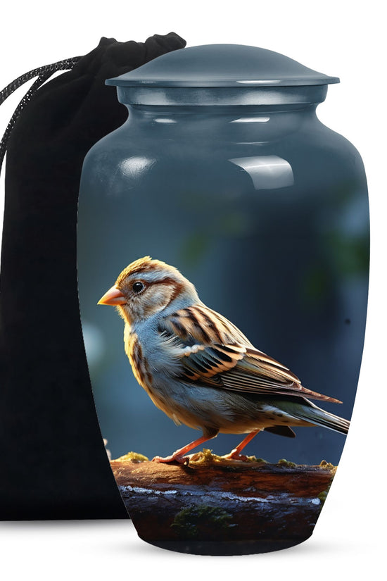 Rustic Sparrow Bird Funeral Urn For Ashes – Memorial Cremation Urn