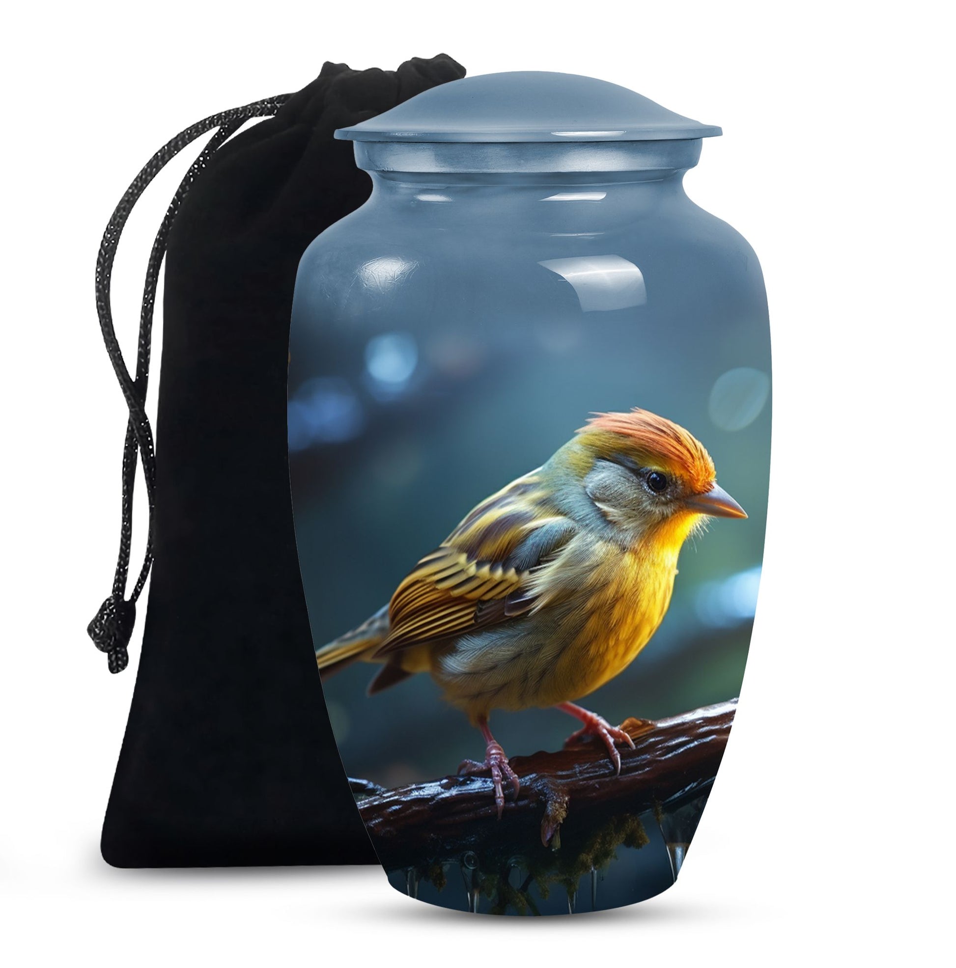 Elegant Sparrow Bird Memorial Urn - Aluminium Ashes Urn For Adults Ashes