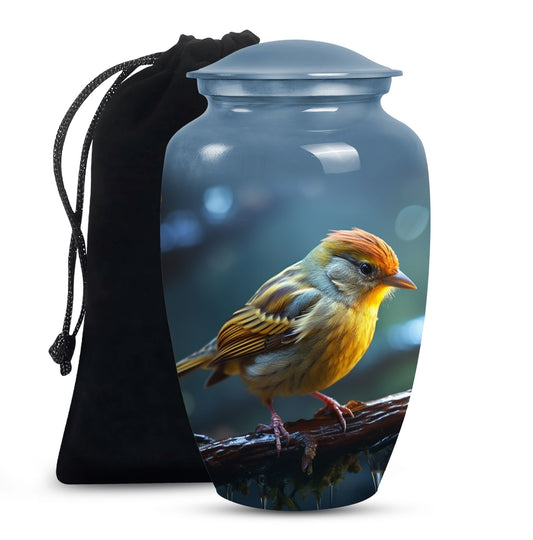 Elegant Sparrow Bird Memorial Urn - Aluminium Ashes Urn For Adults Ashes