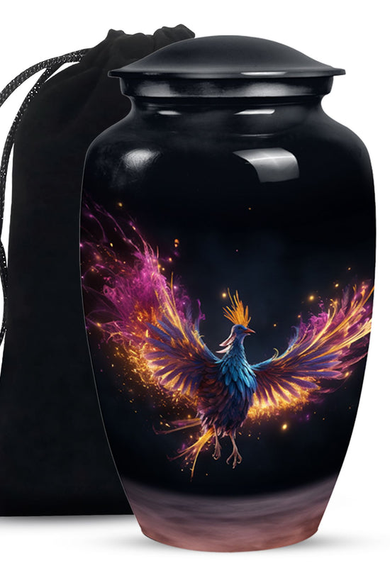 Colourful Phoenix Cremation Urn - Large Aluminum Urn For Ashes