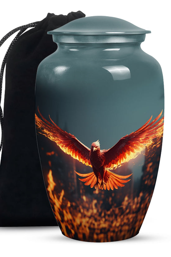 Burning Phoenix Memorial Urn - Unique Fantasy Urn For Male