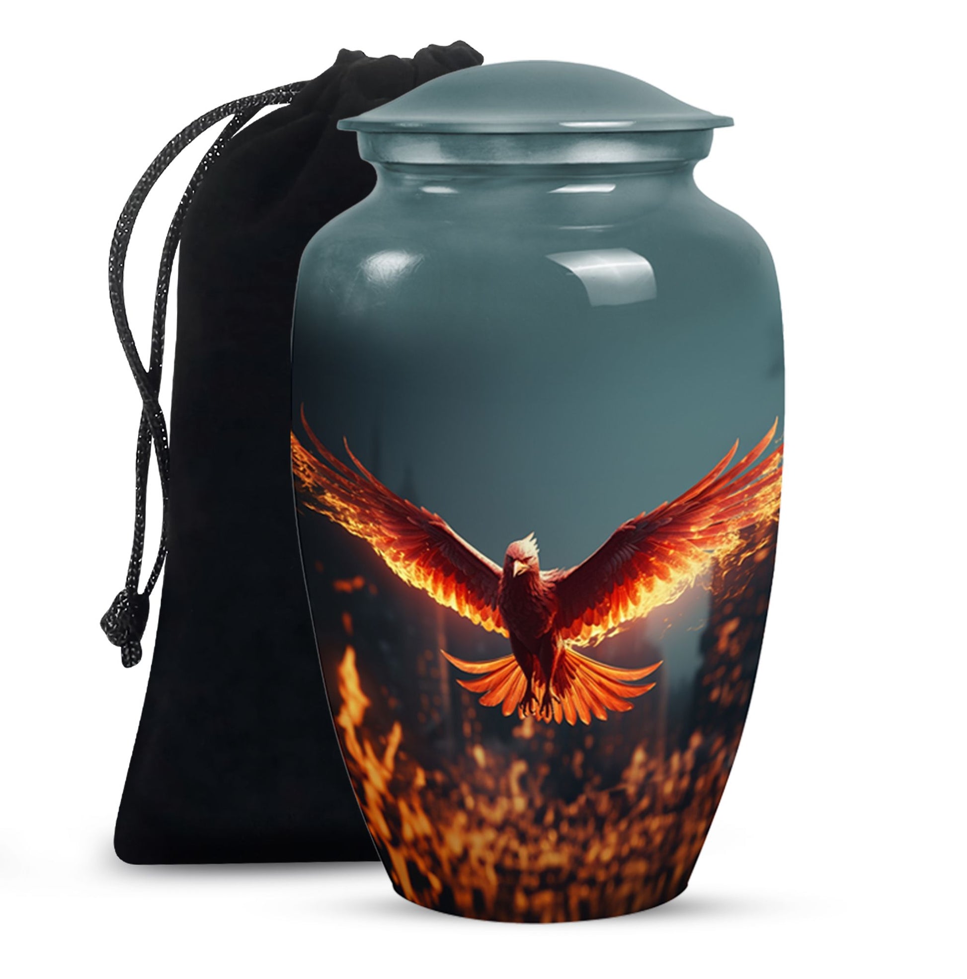Burning Phoenix Memorial Urn - Unique Fantasy Urn For Male