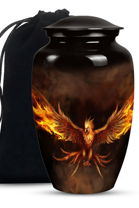 Phoenix Cremation Urn - Black Aluminium Urn For Adult Ashes
