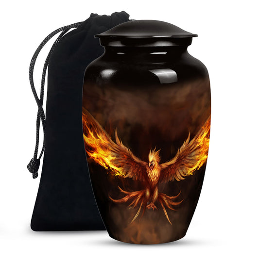 Phoenix Cremation Urn - Black Aluminium Urn For Adult Ashes