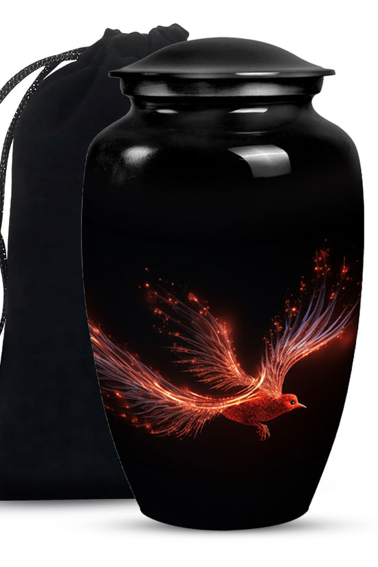 Red Phoenix Ashes Urn - Large Adult Memorial Urn For Loved One