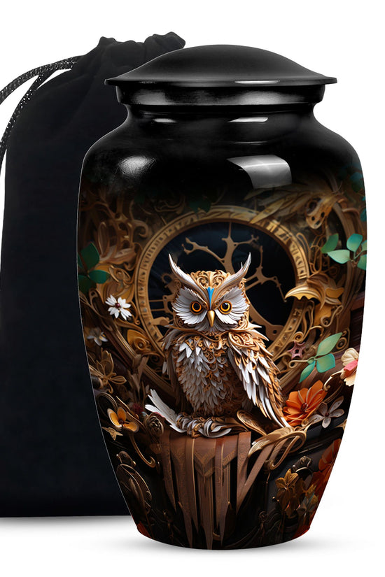 Artistic Owl Funeral Urn - Unique Cremation Urn For Burial