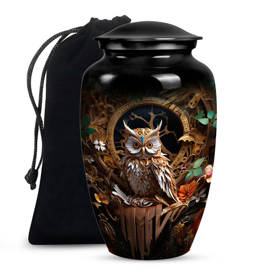 Artistic Owl Funeral Urn - Unique Cremation Urn For Burial