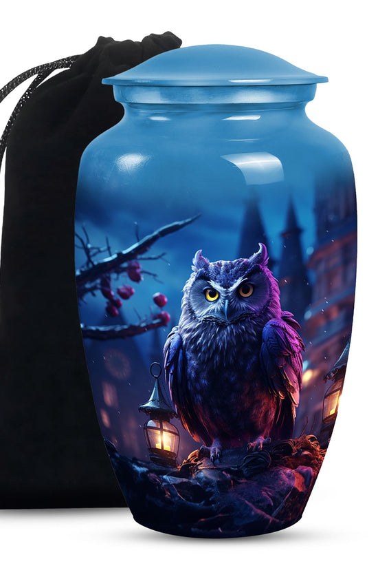 Night Owl Funeral Urn - Artistic Cremation Urn For Adult Ashes