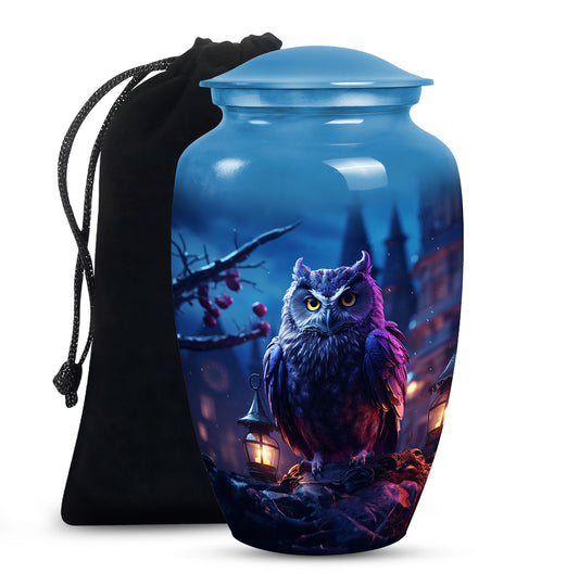 Night Owl Funeral Urn - Artistic Cremation Urn For Adult Ashes