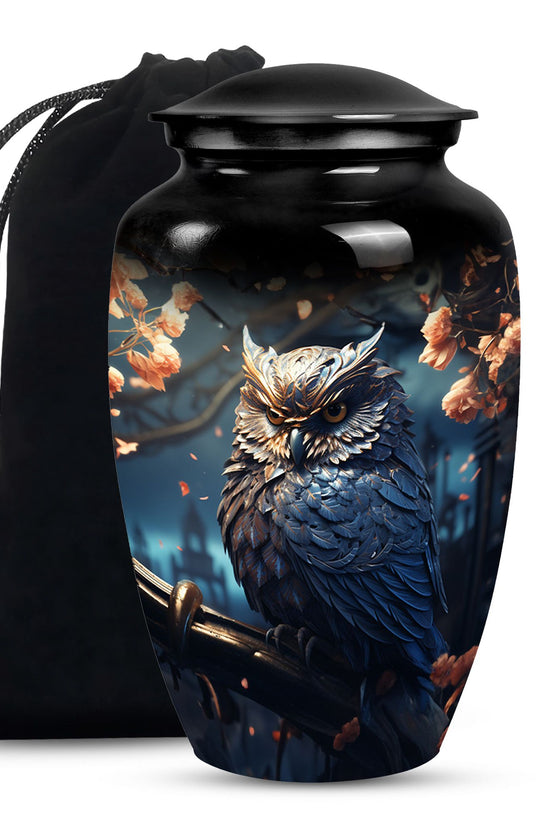 Black Owl Cremation Urn – Elegant Memorial Urn For Human Ashes