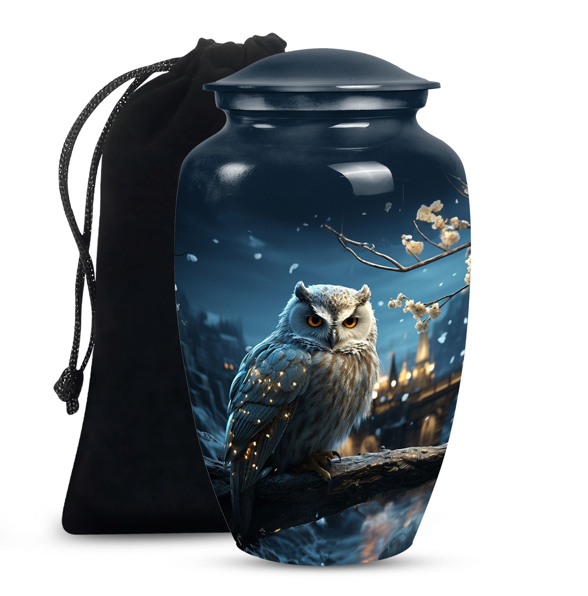 Snow Owl Cremation Urn - Elegant Funeral Urn For Human Ashes