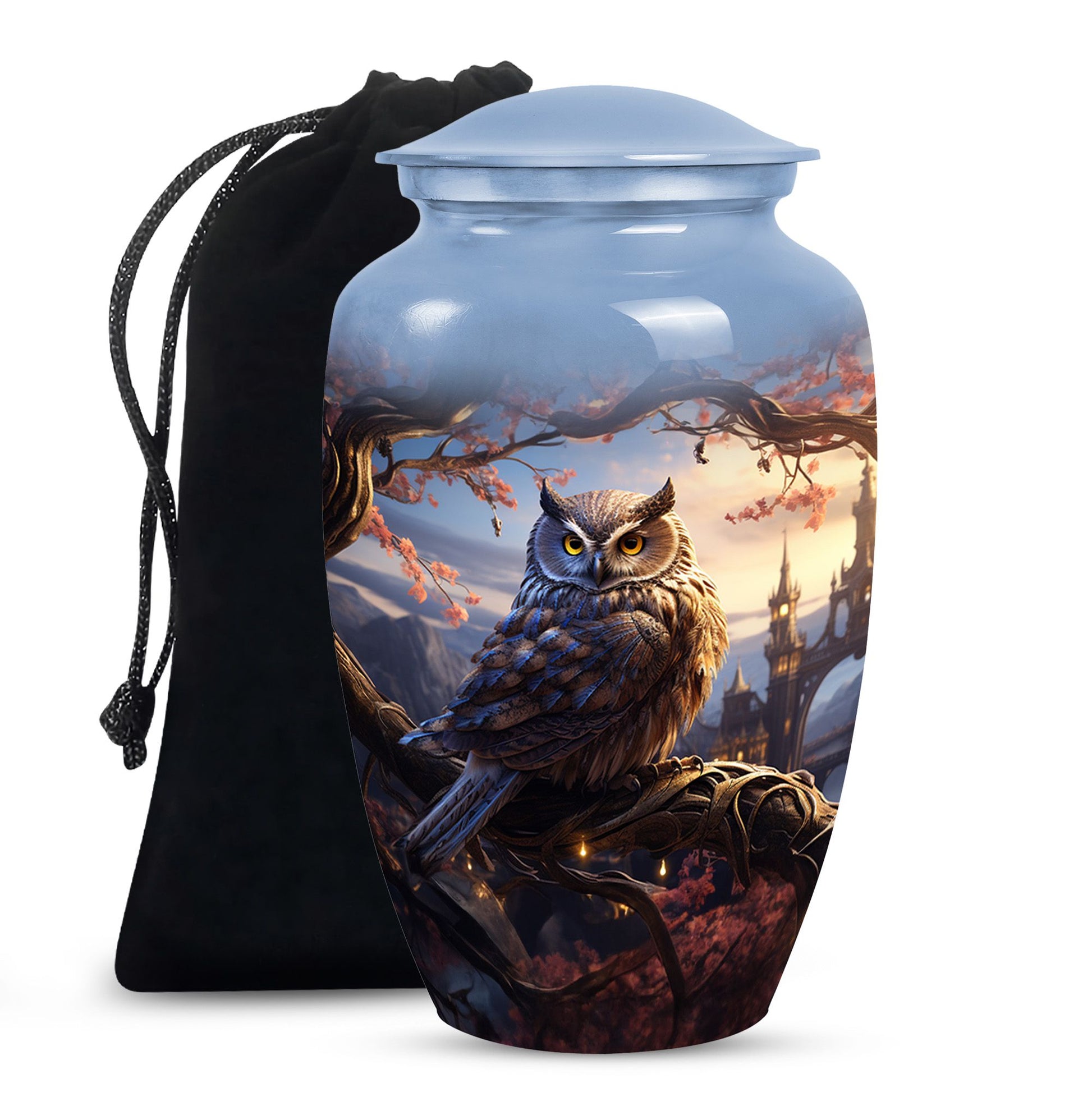 Mystical Owl Memorial Urn - Scenic Cremation Urn For Adults