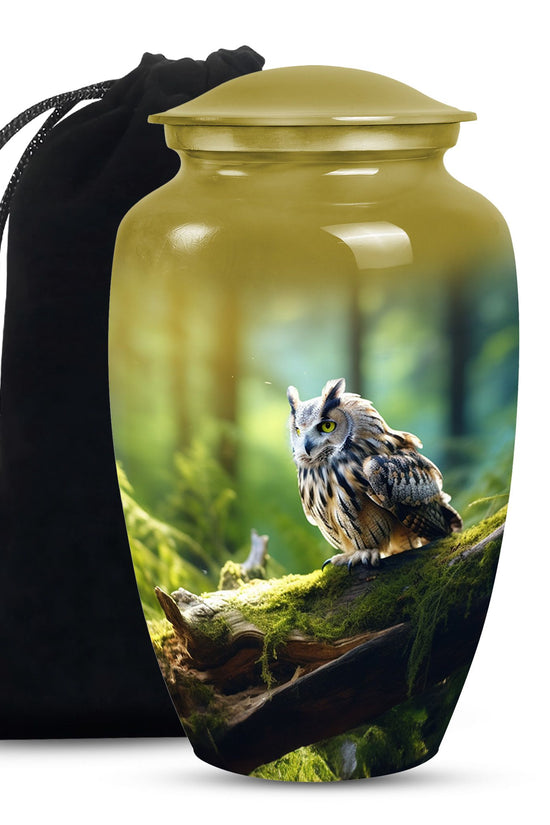 Owl Memorial Urn - Forest Cremation Urn For Human Ashes