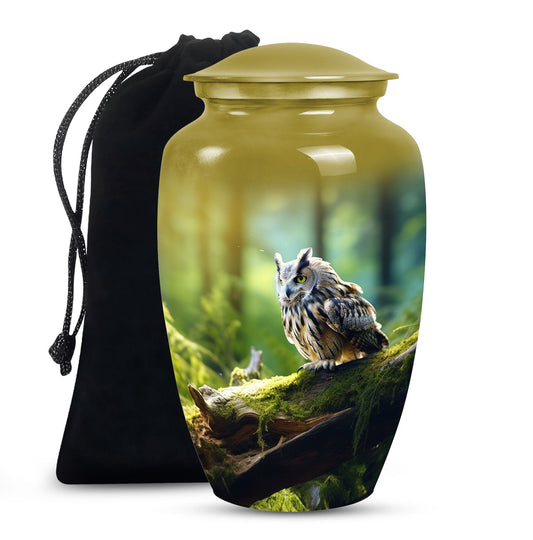 Owl Memorial Urn - Forest Cremation Urn For Human Ashes