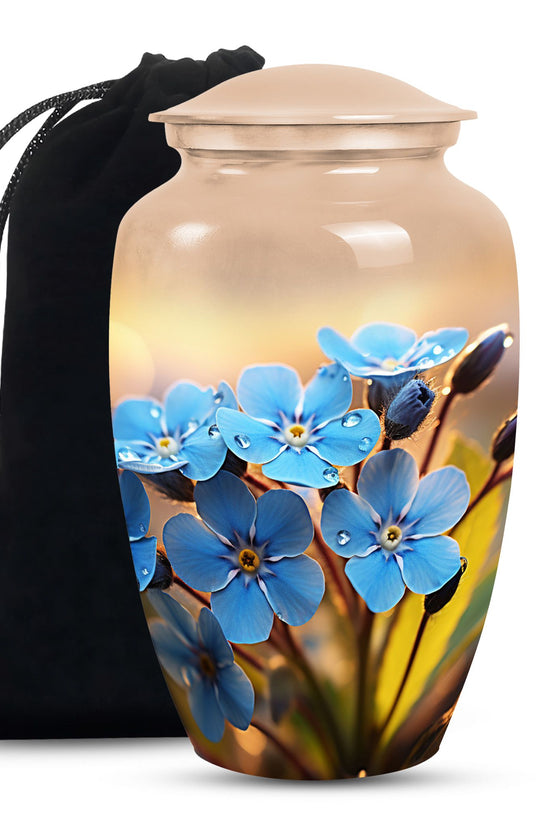 Scorpion Grass Memorial Urn - Elegant Floral Funeral Urn For Adult Ashes