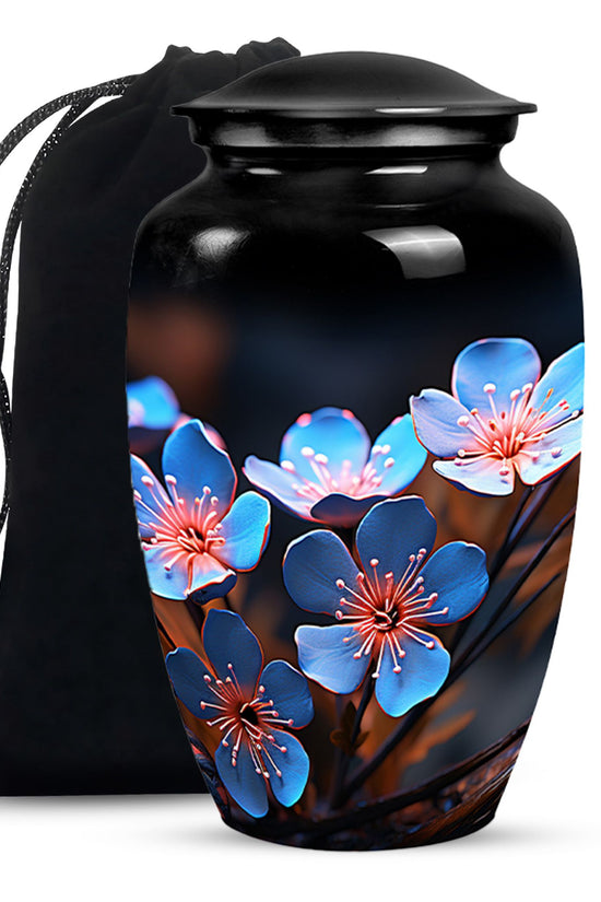 Scorpion Grass Large Memorial Urn - Floral Cremation Memorial Urn