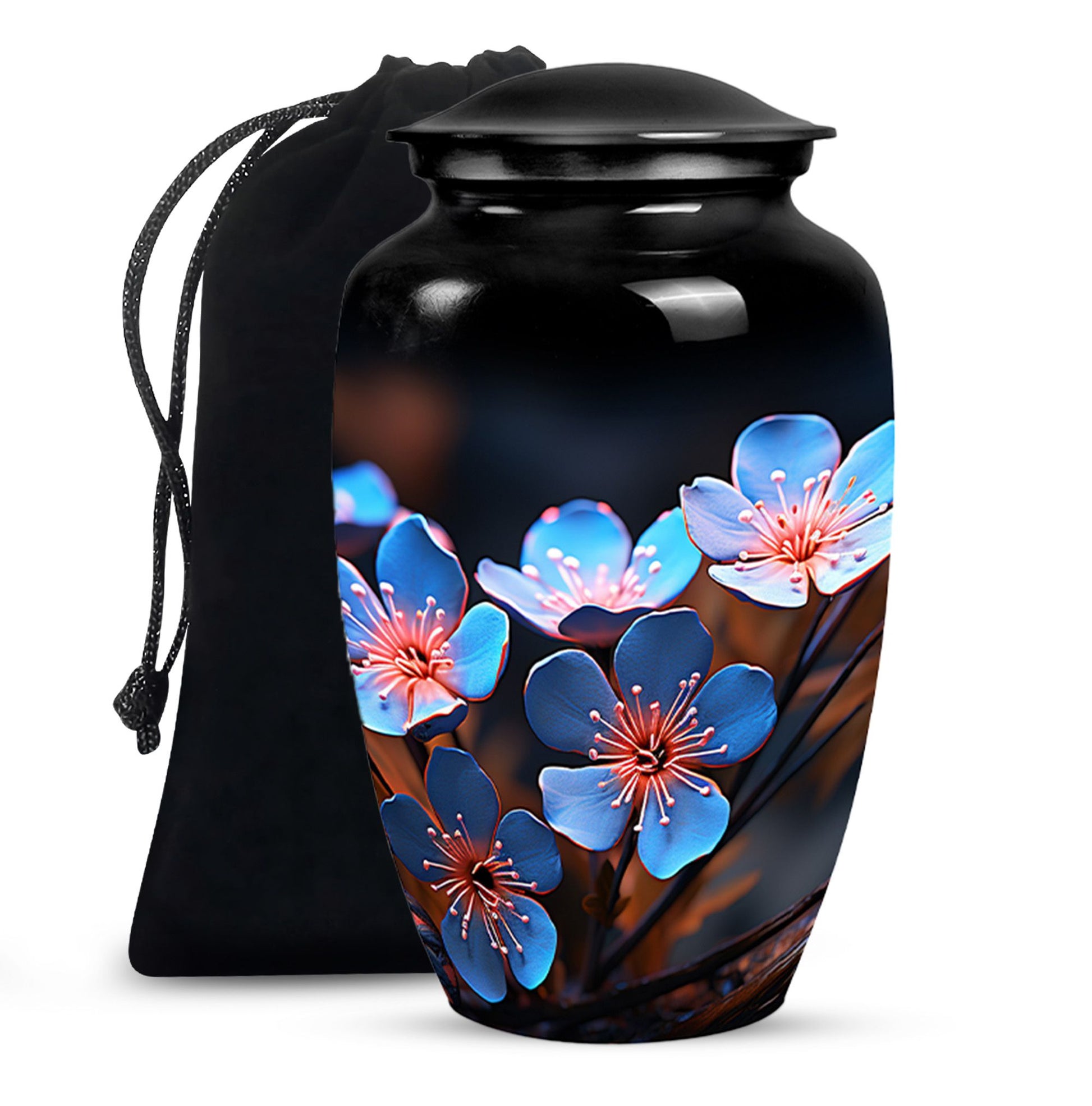 Scorpion Grass Large Memorial Urn - Floral Cremation Memorial Urn