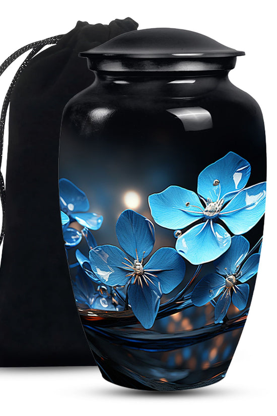 Scorpion Grass Floral Funeral Urn - Decorative Memorial Urn For Ashes