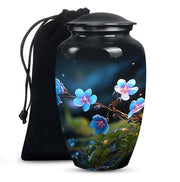 Scorpion Grass Aluminium Urn For Human Ashes - Large Floral Urn