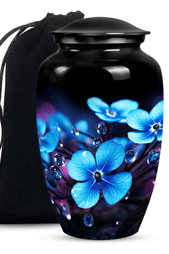 Bule Flower Memorial Urn - Premium Funeral Urn For Human Ashes