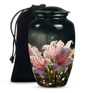 Pink Lily Funeral Urn For Ashes - Large Memorial Urn For Ashes