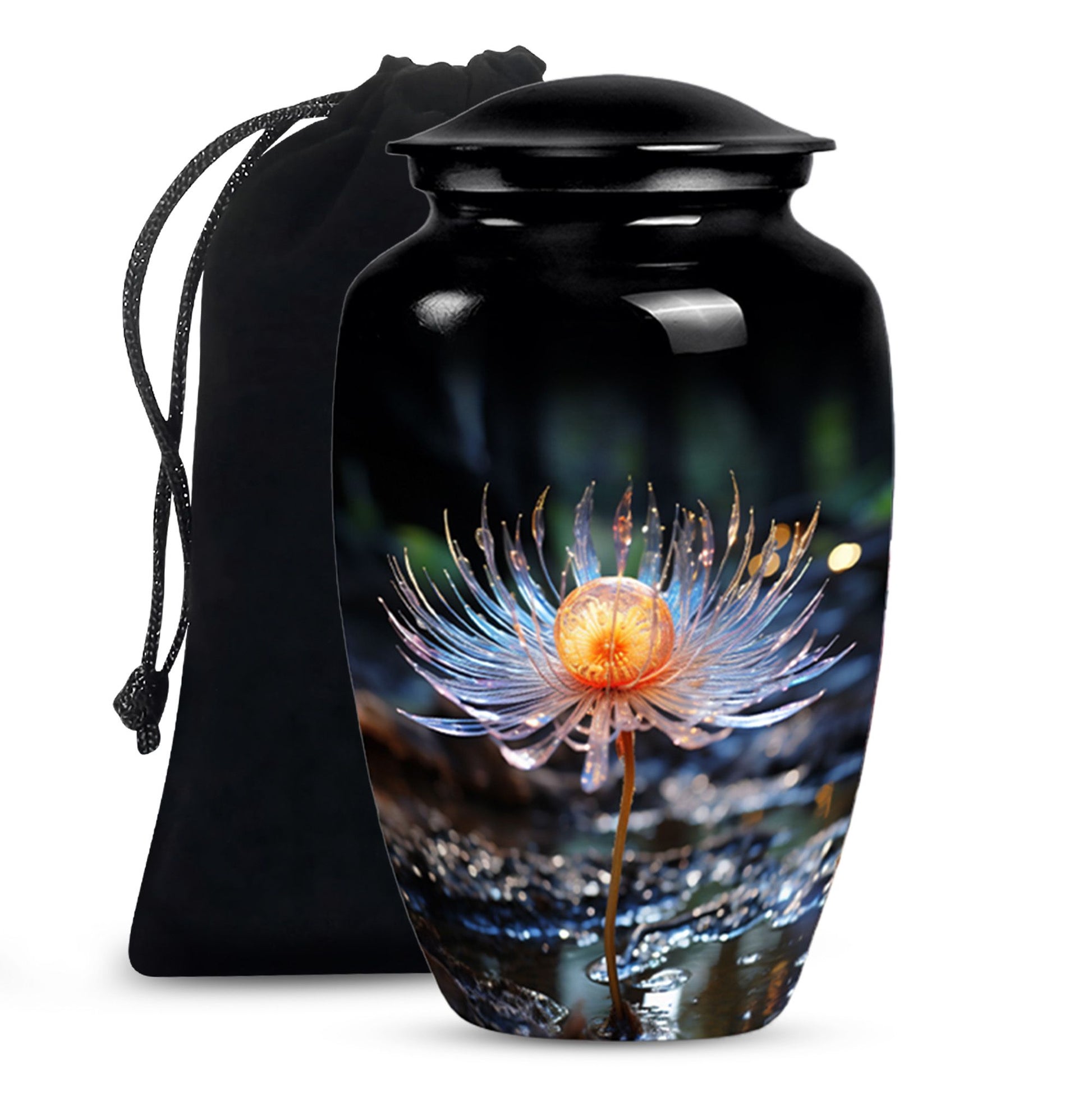 Flower Floral Memorial Urn - Large Funeral Urn For Adult Ashes